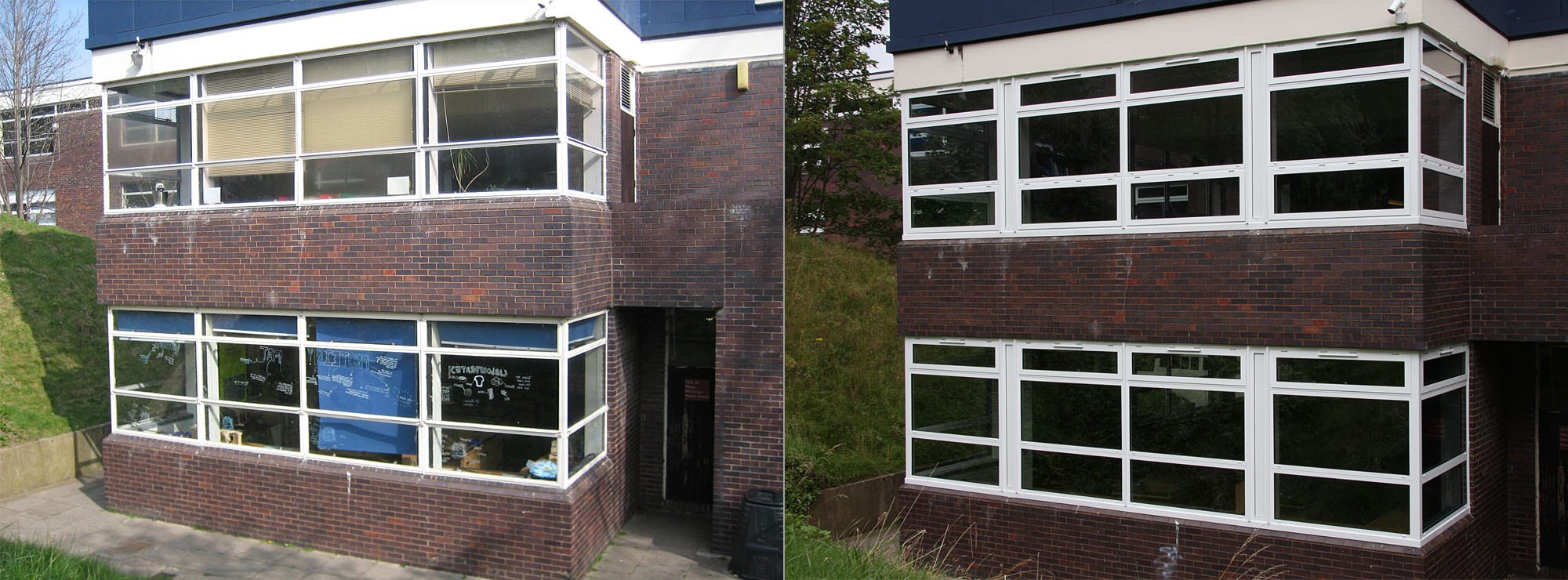 <strong>Comprehensive School in West Midlands</strong>Replacement steel windows with white commercial aluminium to all elevations.