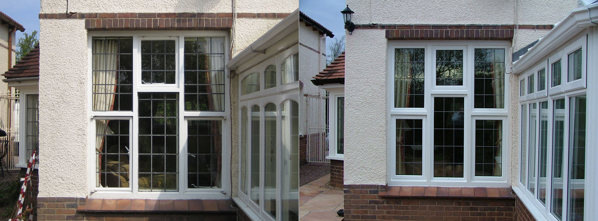 <strong>Period property in Shropshire.</strong>Replacement of steel casement windows with white commercial aluminium inserts into existing timber sub frames.